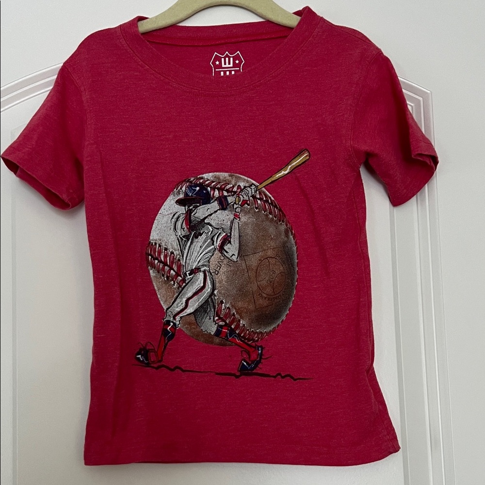 Wes and Willy | (2T) Red Baseball Graphic Kids T-Shirt